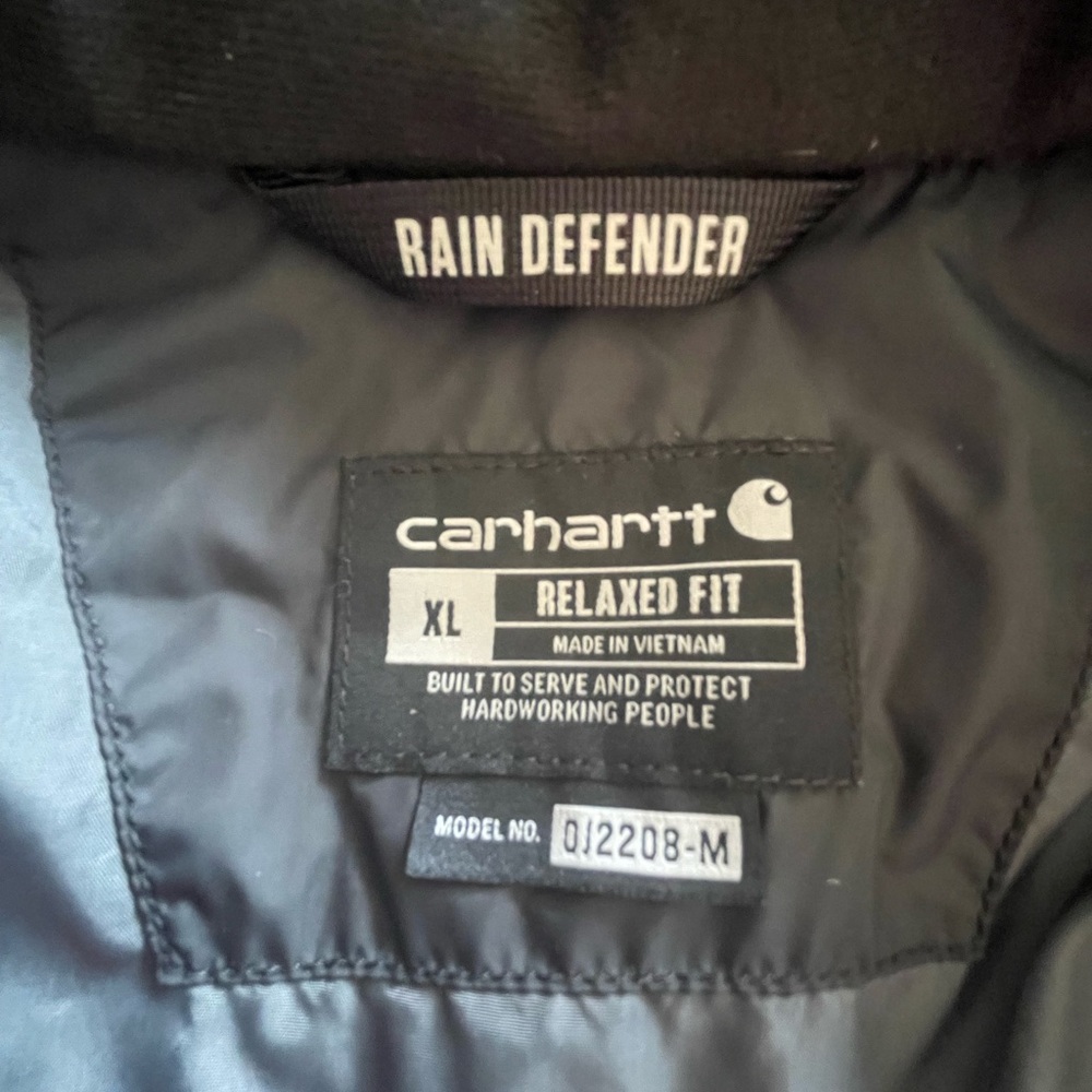 Carhartt Mens Jacket Black XL Insulated Relaxed Fit  Rain Defender - Picture 7 of 15